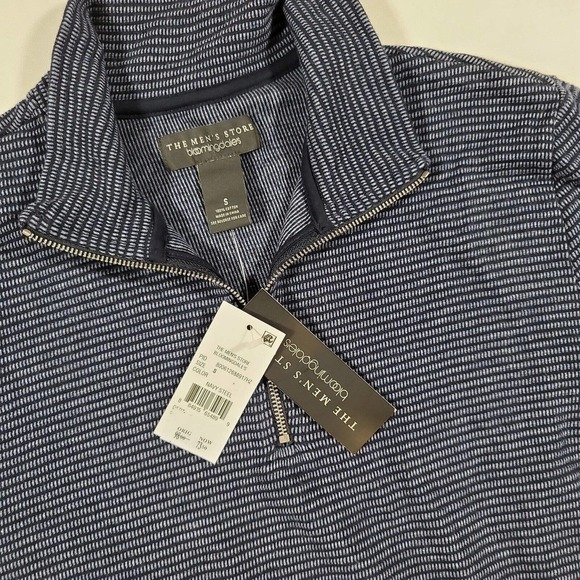 The Mens Store Two-Tone Half-Zip Pullover Sweater Mens‎ Small Navy Steel - Picture 4 of 5